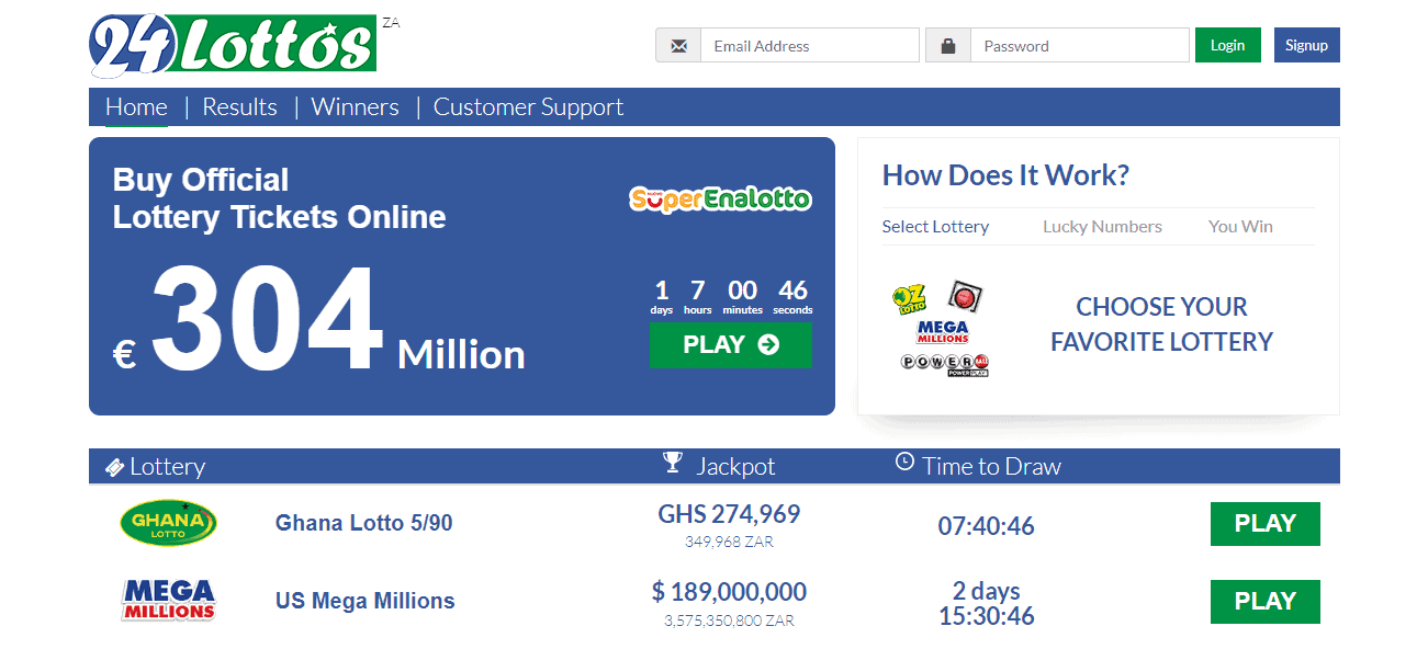 User-friendly lottery site