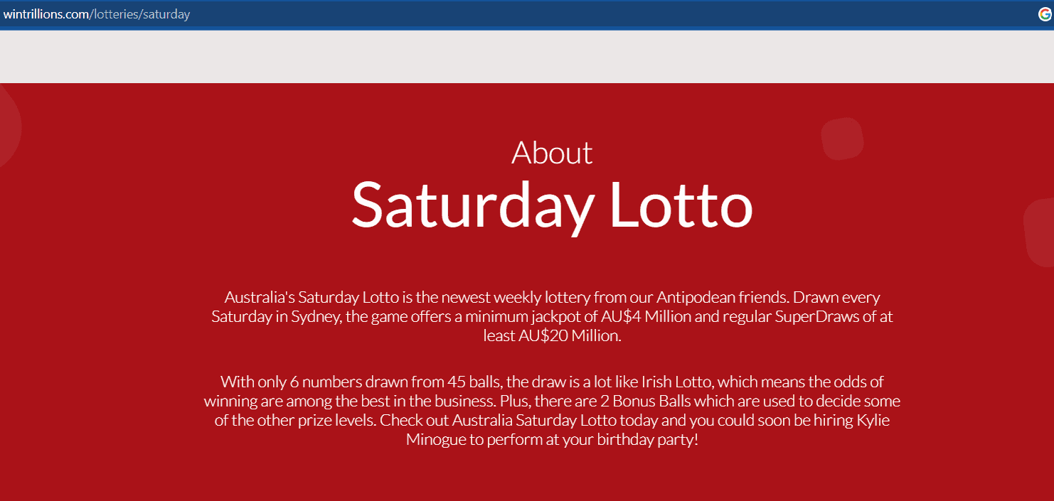 Saturday Lotto draw