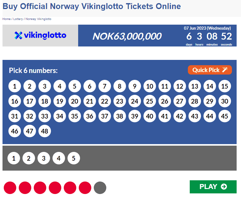 Choose Your Numbers at Viking Lotto