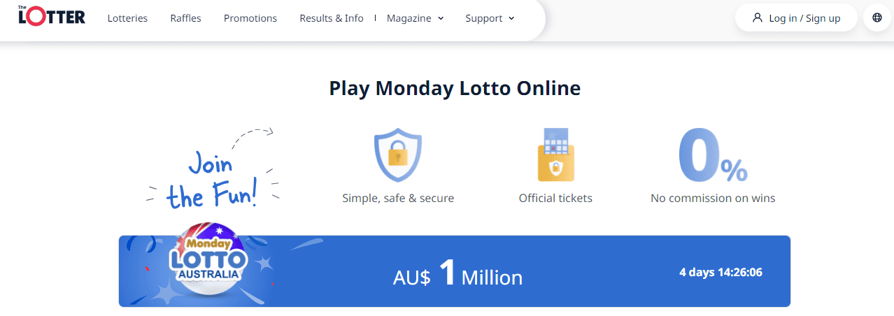 Play Monday Lotto online
