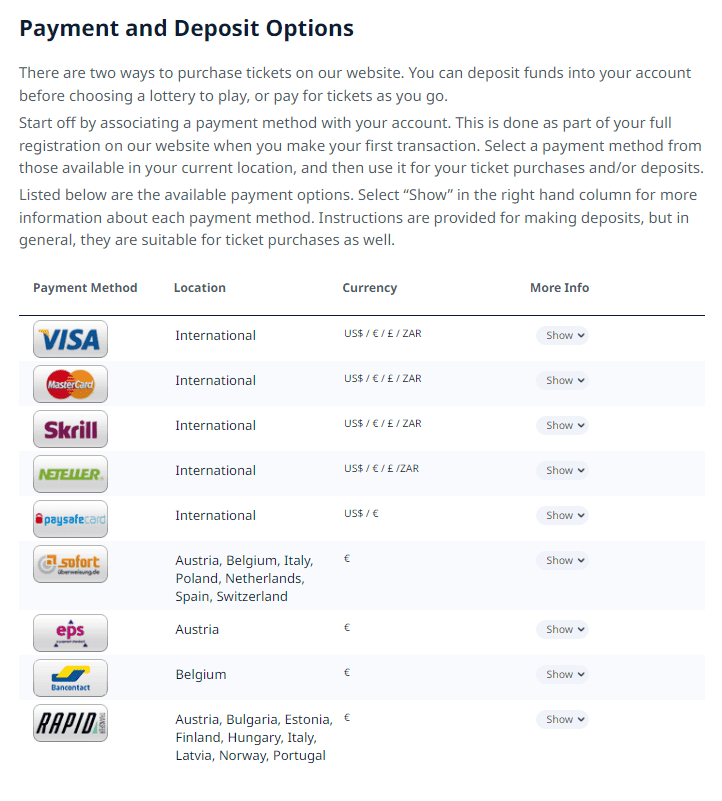 theLotter payment options